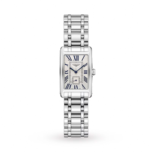 Ladies' DolceVita Stainless Steel Rectangle Watch, Silver Dial