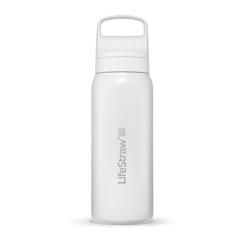 LifeStraw Go 24oz Stainless Steel Filtered Water Bottle, Polar White
