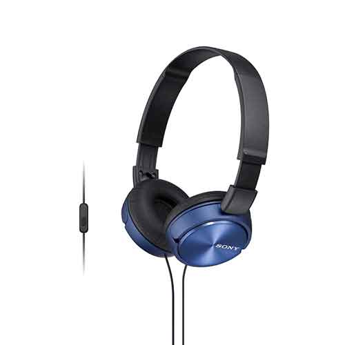 Full Size Stereo Headphones w/ In-line Mic, Blue