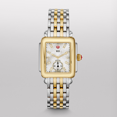 Ladies Deco 16 Two-Tone Watch, Diamond & Mother of Pearl Dial
