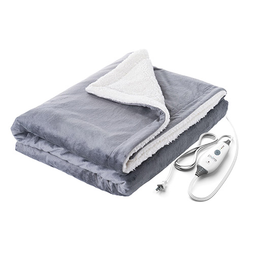 PureRelief Plush Heated Throw Blanket, Gray