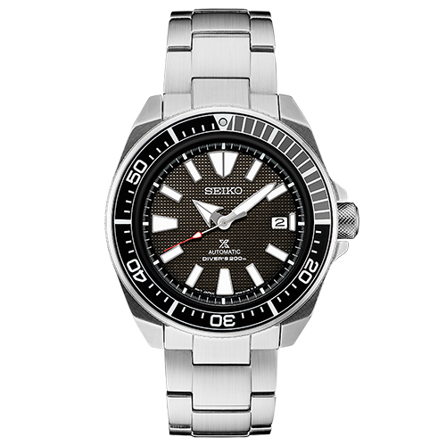 Mens Prospex Auto Diver Black & Silver Stainless Steel Watch, Black Dial