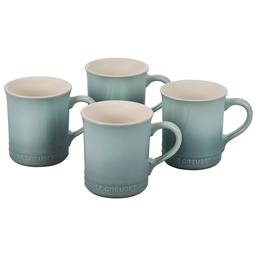 Set of 4 Stoneware Mugs, Sea Salt