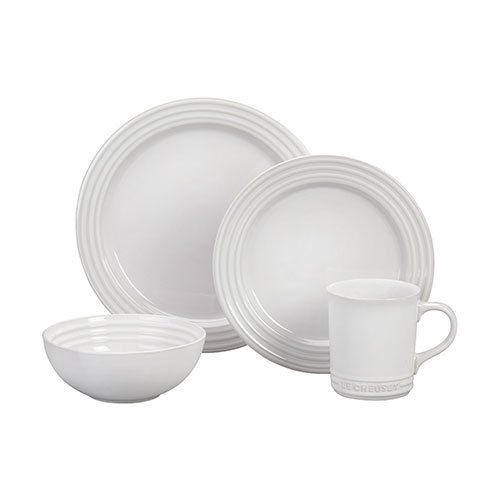 16pc Stoneware Dinnerware Set, White