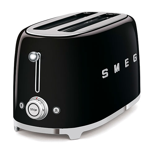 50's Retro Style 2 Slot 4 Slice Toaster, Black