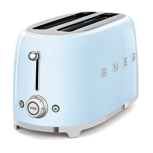 50's Retro Style 2 Slot 4 Slice Toaster, Pastel Blue