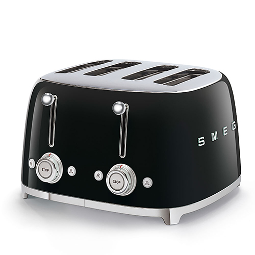 50s Retro-Style 4 Slice Slot Toaster, Black