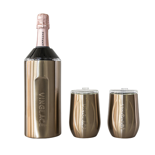 Wine Chiller Gift Set w/ 2 Tumblers, Copper