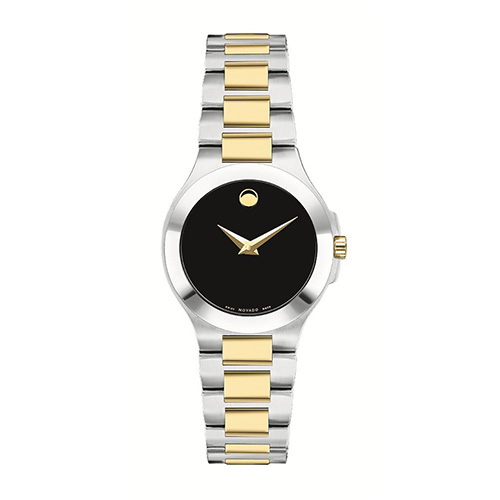 Ladies Swiss Collection Two-Tone Stainless Steel Watch, Black Dial