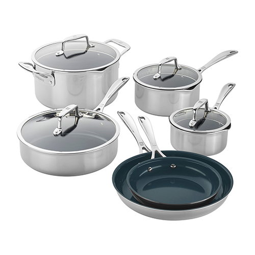 Clad CFX 10pc Nontick Ceramic Stainless Steel Cookware Set