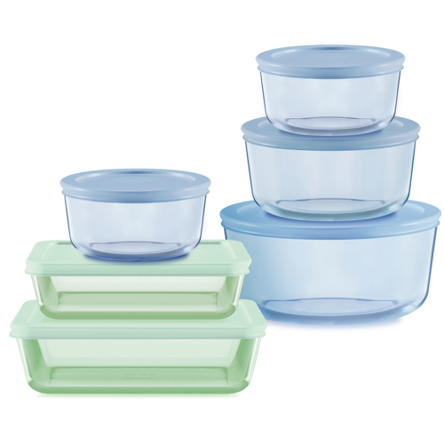 12pc Simply Store Tinted Glass Food Storage Set, Green & Blue