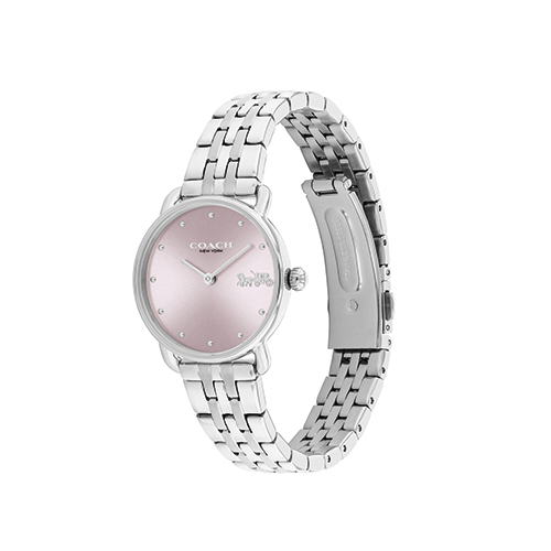 Ladies' Elliot Silver-Tone Stainless Steel Watch, Pink Dial