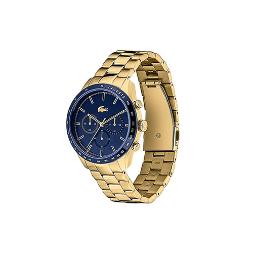 Mens Boston Chronograph Gold-Tone Stainless Steel Watch, Navy Dial