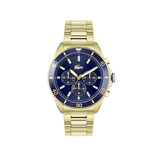 Mens Tiebreaker Chronograph Gold-Tone Stainless Steel Watch, Blue Dial