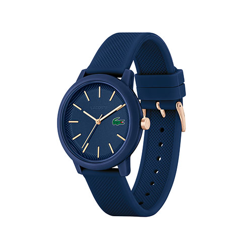 Mens 12.12 Gold & Navy Silicone Strap Watch, Navy