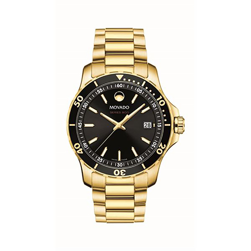 Mens Series 800 Yellow Gold PVD Stainless Steel Watch, Black Dial