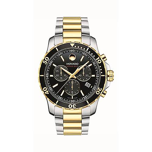 Mens Series 800 Black & Gold Performance Steel Chronograph Watch, Black Dial