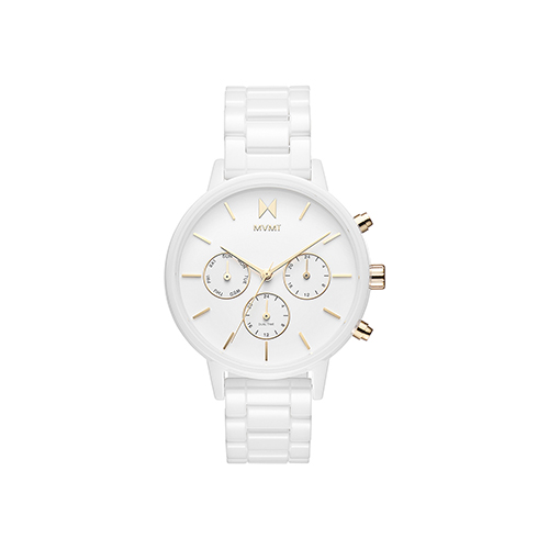 Ladies Nova Gloss White Chronograph Ceramic Bracelet Watch, White Dial