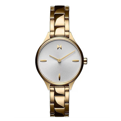 Ladies Reina Gold-Tone Stainless Steel Watch, White Dial