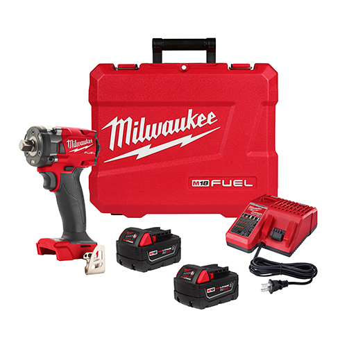M18 FUEL 1/2" Compact Impact Wrench w/ Pin Detent Kit & 2 Resistant Batteries
