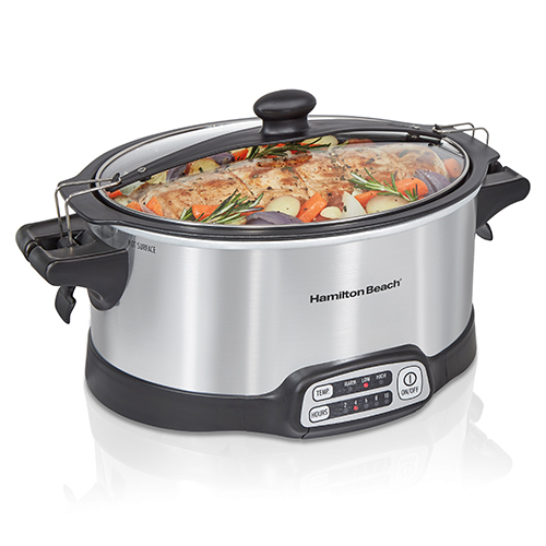 6qt Stay or Go Sear & Cook Slow Cooker, Silver