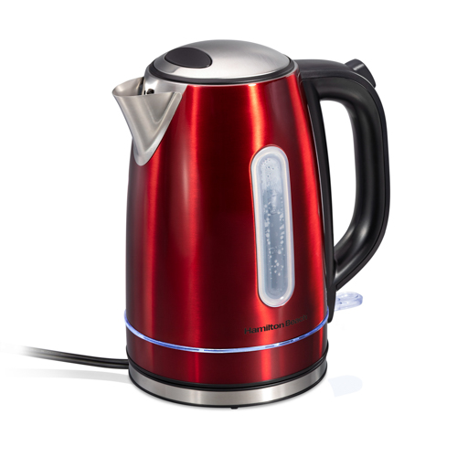 1.7L Stainless Steel Electric Kettle w/ LED Ring, Red
