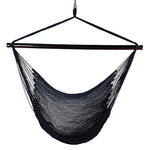 Hanging Caribbean Rope Chair, Navy Blue