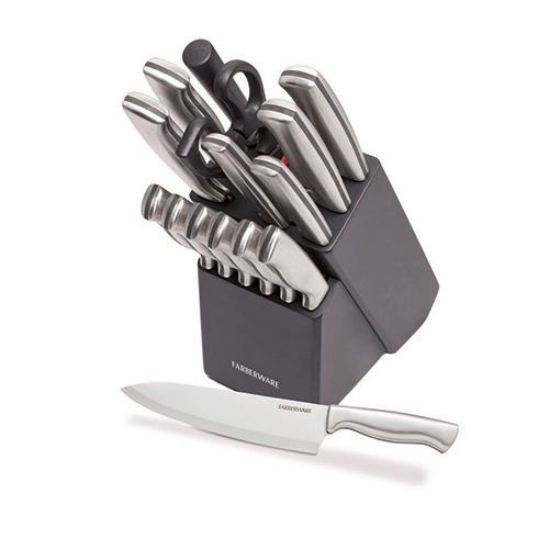15pc Stamped High Carbon Stainless Steel Knife Block Set