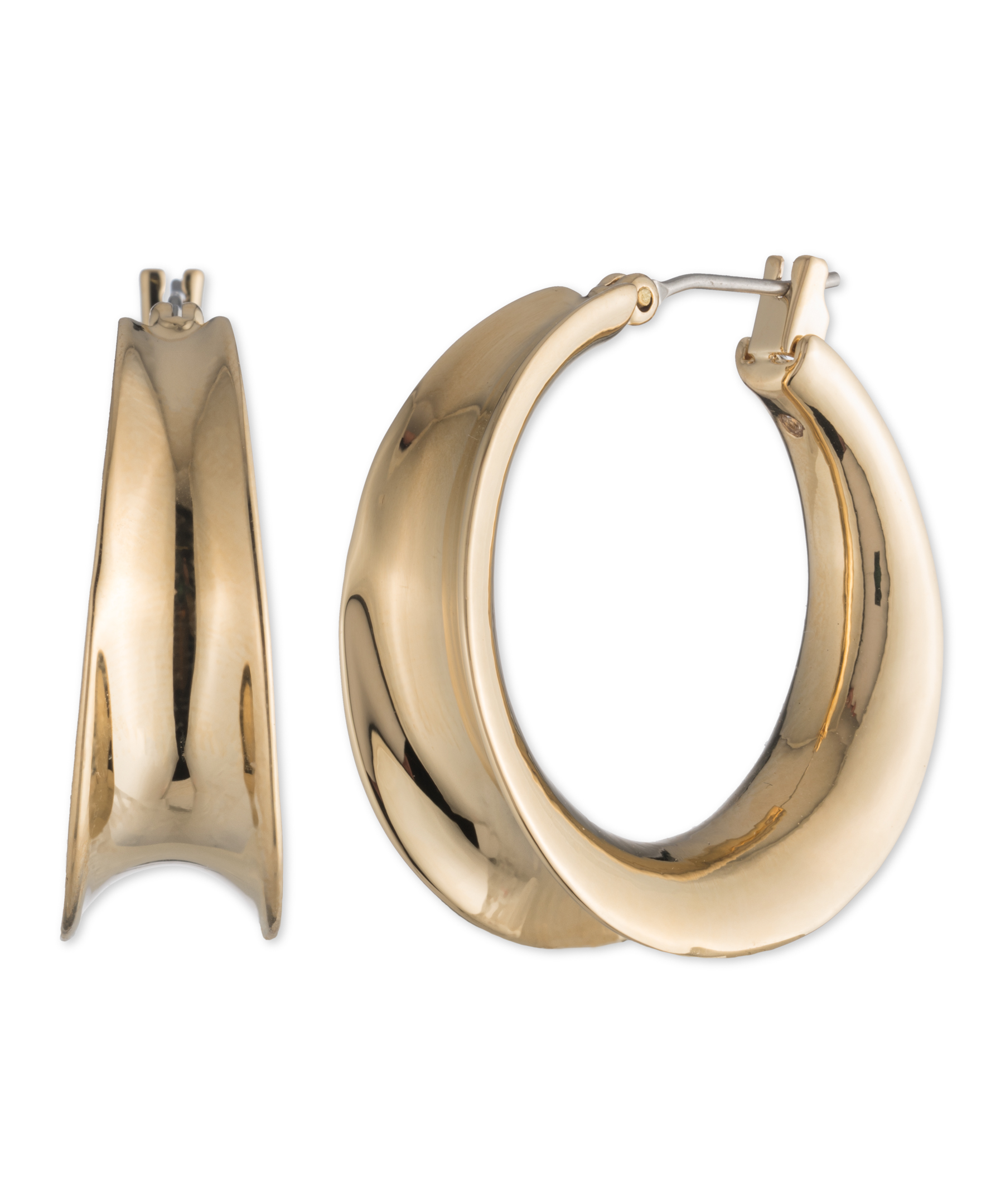 LRL Concave Gold-Tone Hoop Earrings