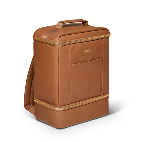 Luxe Dual Compartment Backpack Cooler, Cognac