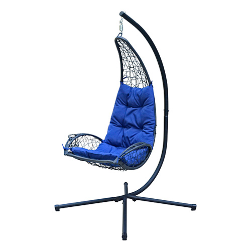 Cushioned Rattan Wicker Hanging Chair, Blue