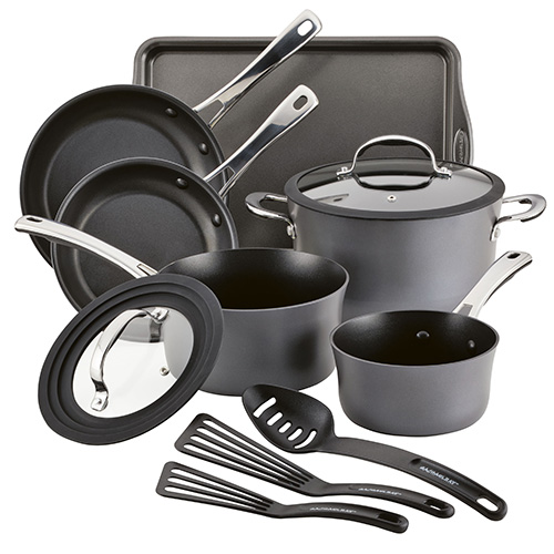 Cook + Create 11pc Hard Anodized Nonstick Cookware Set, Black