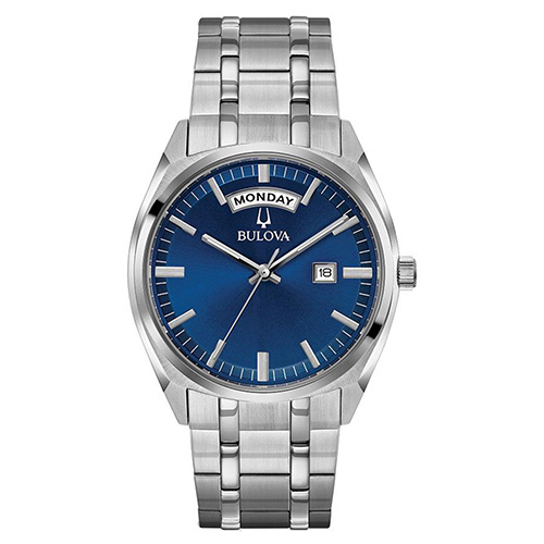 Mens Surveyor Classic Silver-Tone Stainless Steel Watch, Blue Dial