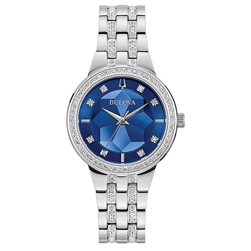 Ladies Phantom Swarovski Crystal Paved Watch, Blue Dial