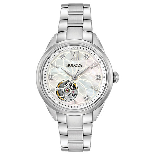Ladies' Classic Sutton Silver-Tone Stainless Steel Diamond Watch, MOP Dial