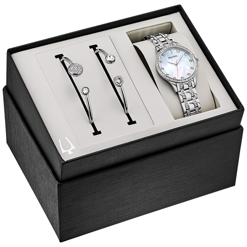 Ladies Crystal Watch & Bangle Gift Set