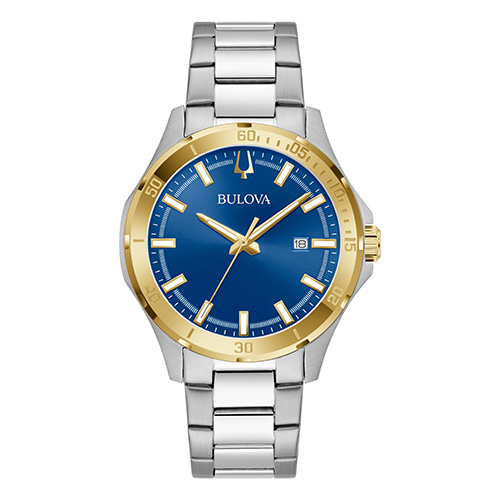 Mens Corporate Collection Gold & Silver-Tone Stainless Steel Watch, Blue Dial