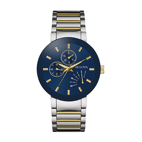 Mens Classic Two-Tone Watch, Blue Dial