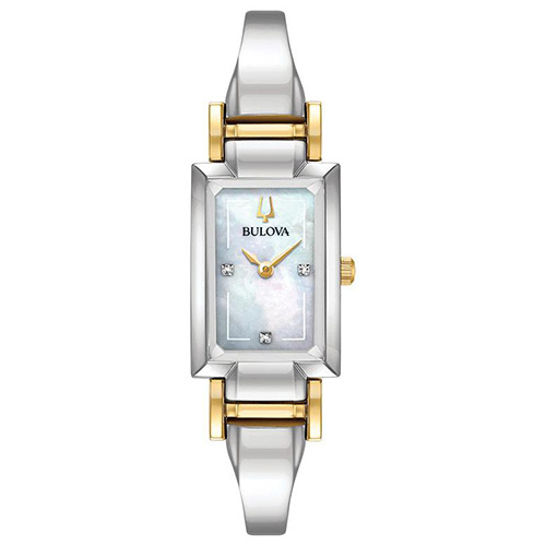 Ladies Classic Two-Tone SS Tank Watch, Mother-of-Peral Dial