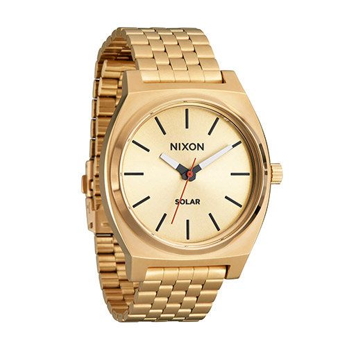 Men's Time Teller Solar Gold-Tone Stainless Steel Watch, Gold Dial