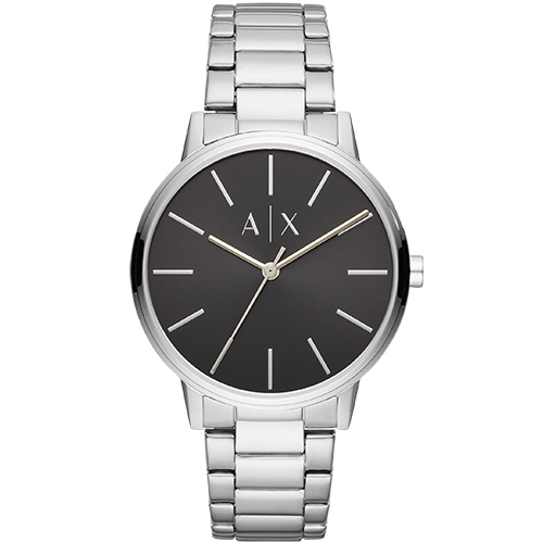Mens Cayde Silver-Tone Stainless Steel Watch, Black Dial