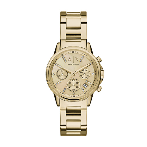 Lady Banks Gold-Tone Multi-Dial Crystal Watch, Gold Dial