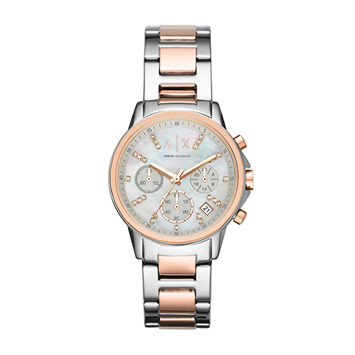 Lady Banks Silver & Rose Gold Multi-Dial Crystal Watch, Mother-of-Pearl Dial
