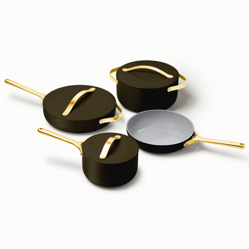 Iconics Non-Toxic Ceramic Nonstick Cookware Set, Black/Gold