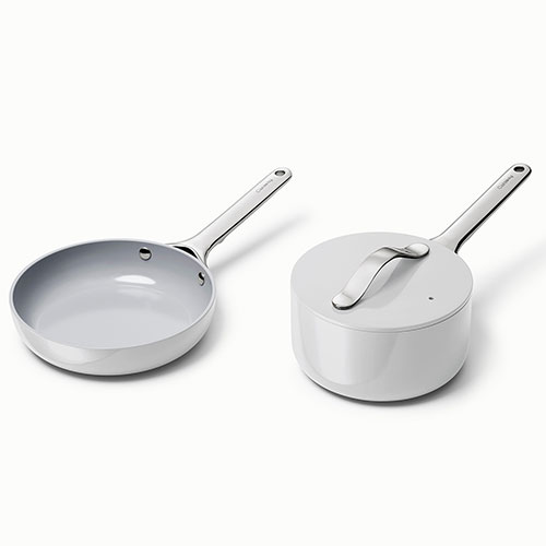 Nonstick Ceramic Minis Duo Cookware Set - Fry Pan & Saucepan, Gray