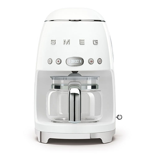 50's Retro-Style 10 Cup Drip Filter Coffee Machine, White