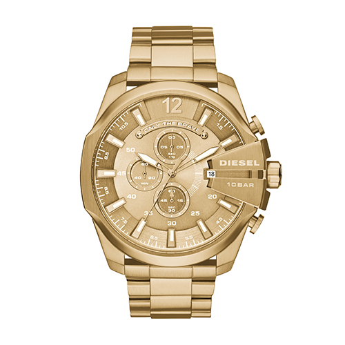 Mens Mega Chief Gold-Tone Stainless Steel Watch, Gold Dial
