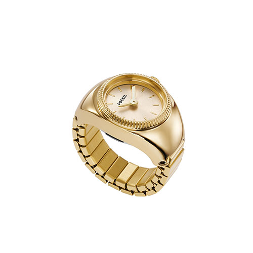 Ladies Gold-Tone Stainless Steel Ring Watch, Gold Dial
