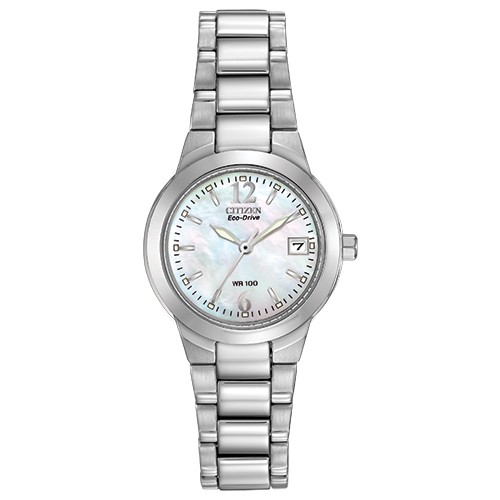 Ladies Chandler Eco-Drive Silver-Tone Watch, Mother-of-Pearl