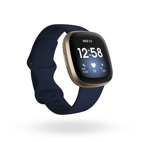 Versa 3 Smartwatch + GPS, Midnight/Soft Gold